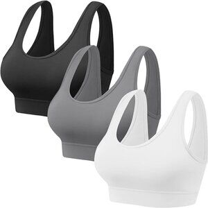 Vinfact 3 Pack Sports Bras for Women Wireless Bra with Removable Pads - Large